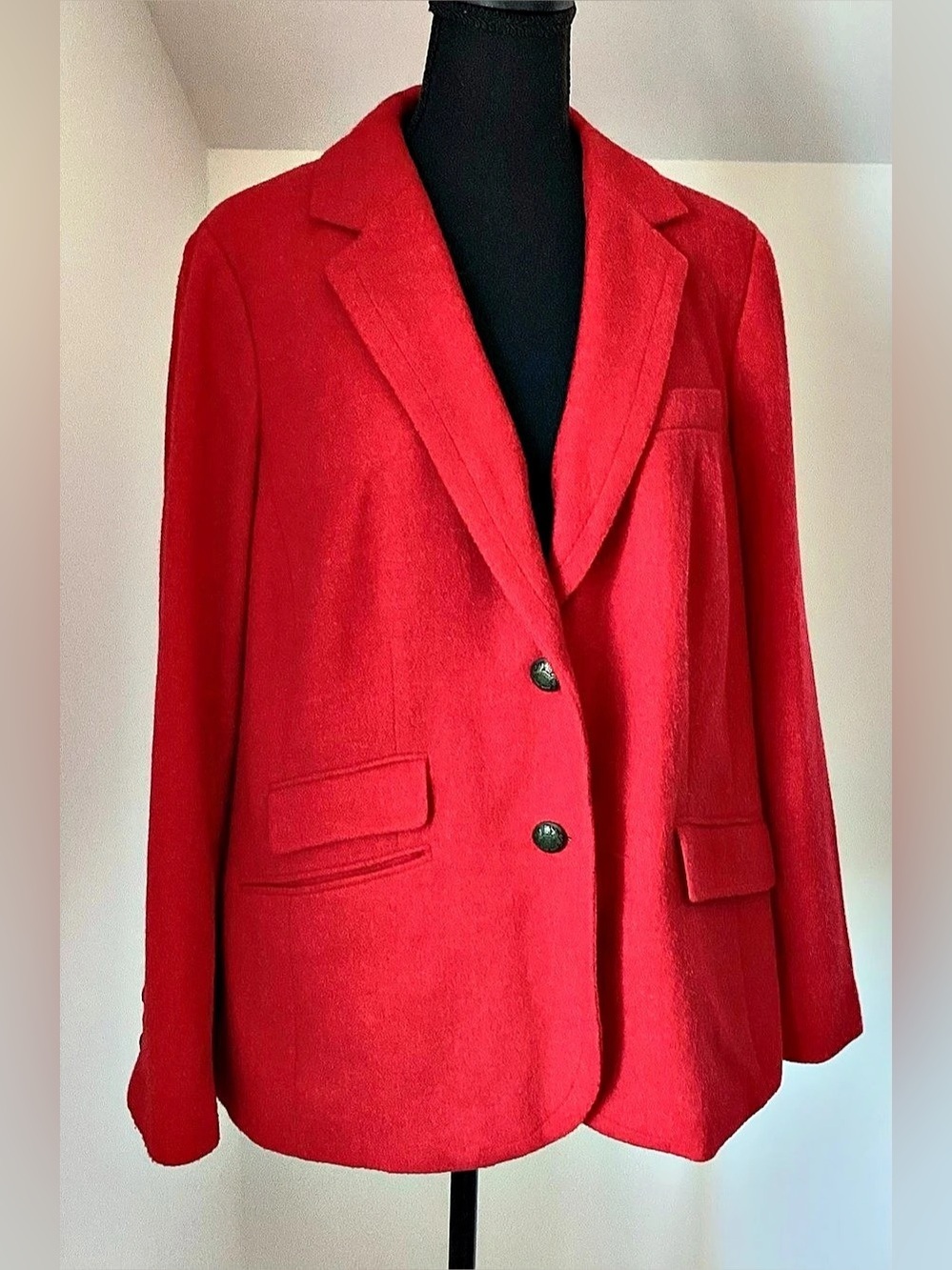 Talbots Woman 16W Red Wool Blend Blazer Old Money Preppy Equestrian
